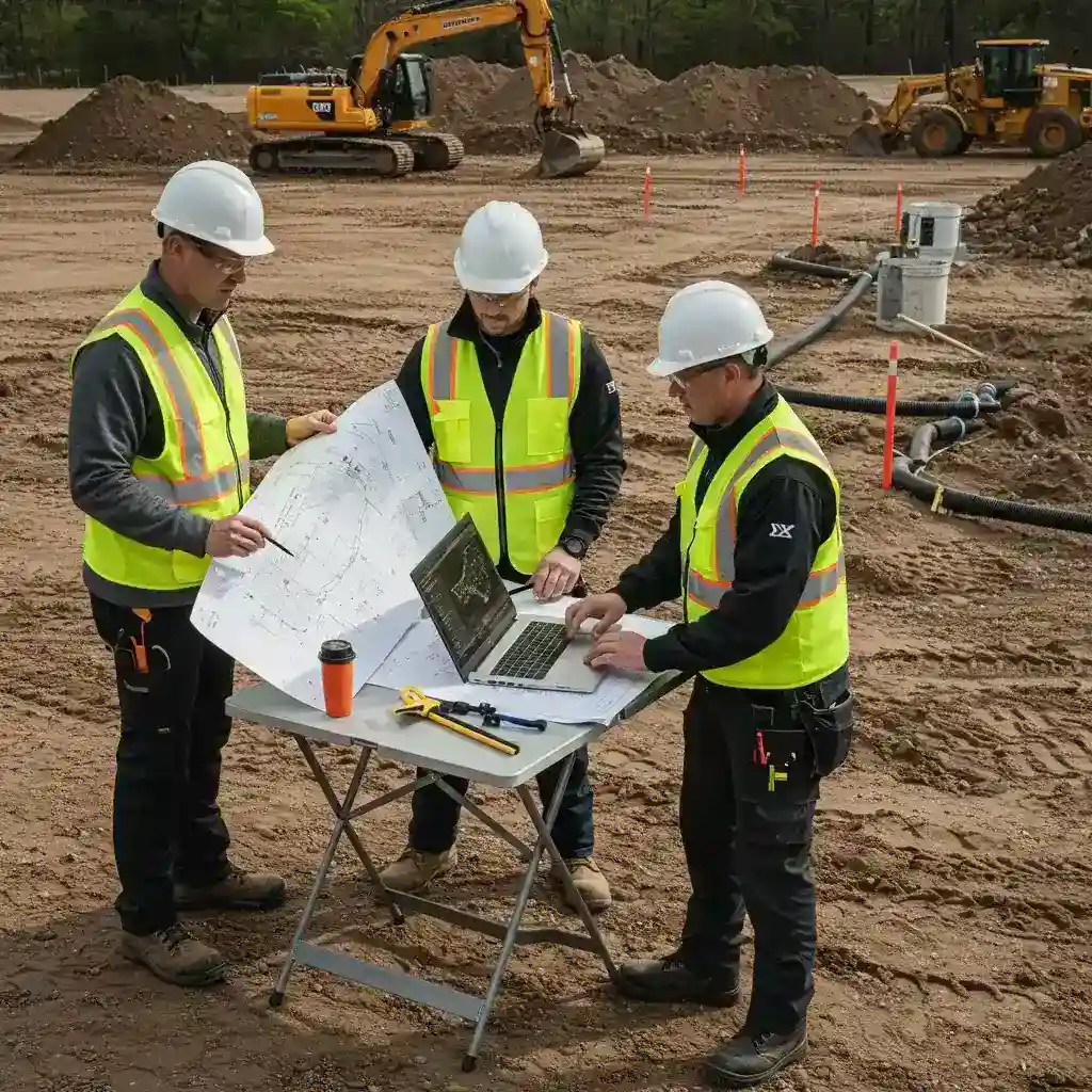 Site grading and civil construction equipment in use.