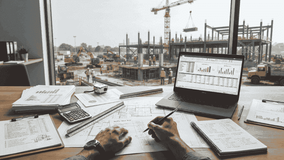 How to estimate construction costs using blueprints, quantity takeoffs, labor calculations, and cost planning tools