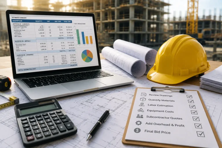 Bid estimating process steps for contractors