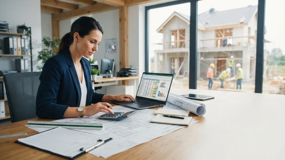 Estimate residential construction costs by reviewing blueprints, material quantities, labor expenses, and project budgets for a new home.
