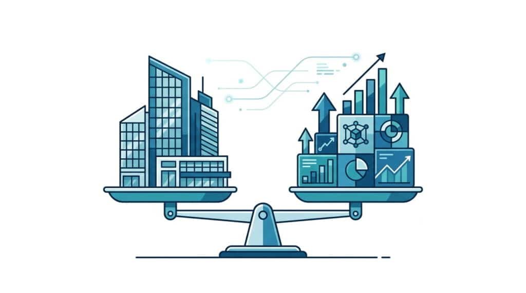 Construction cost balance scale showing accurate project budgeting