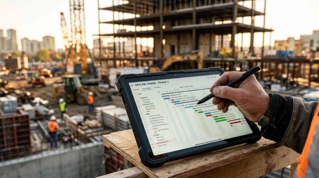 Commercial estimating services using digital construction scheduling and project cost planning